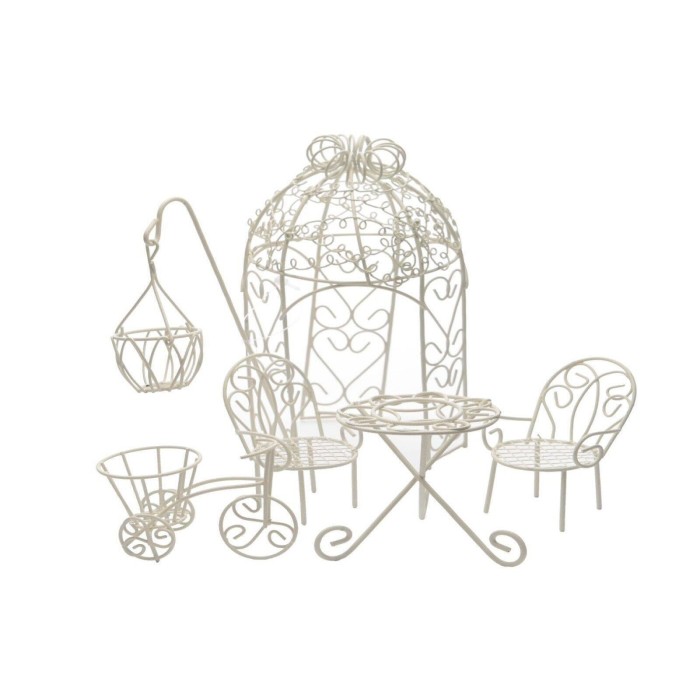 SET GAZEBO TAVOLO SEDIE FIORIERA GABBIETTA WHI